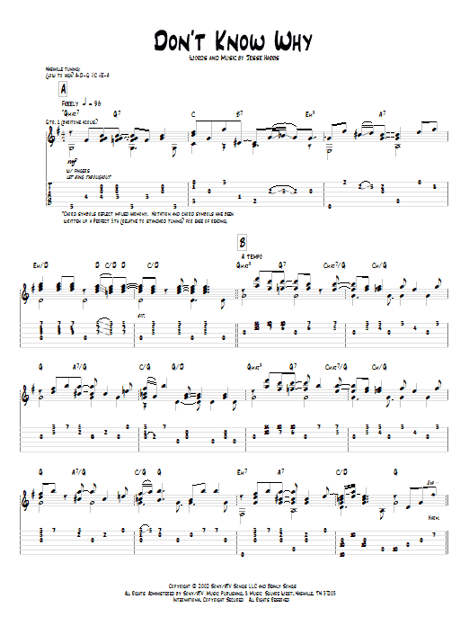 Pat Metheny Don't Know Why sheet music notes and chords arranged for Guitar Tab