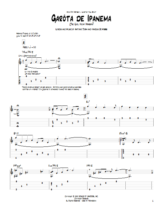 Pat Metheny Garota De Ipanema sheet music notes and chords arranged for Guitar Tab