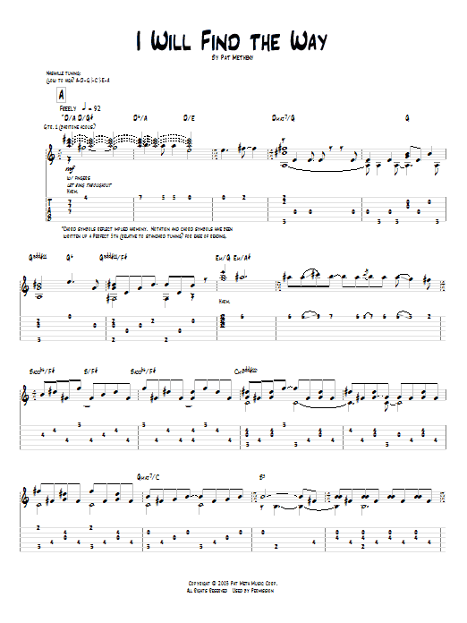 Pat Metheny I Will Find The Way sheet music notes and chords arranged for Guitar Tab