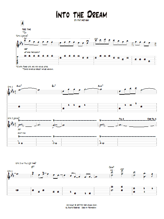 Pat Metheny Into The Dream sheet music notes and chords arranged for Guitar Tab