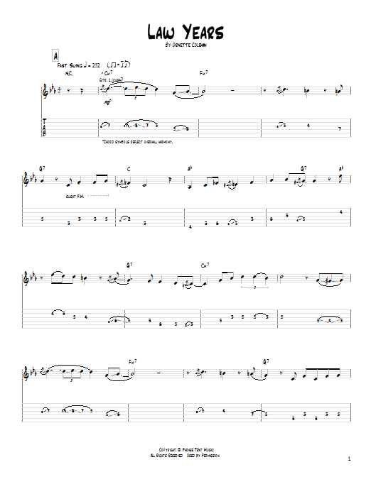 Pat Metheny Law Years sheet music notes and chords arranged for Guitar Tab