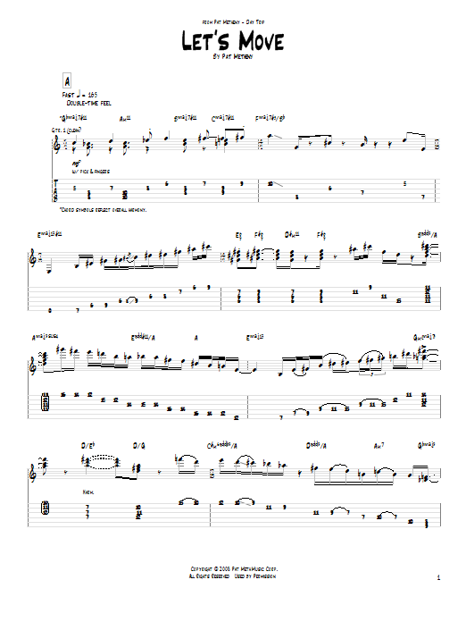 Pat Metheny Let's Move sheet music notes and chords arranged for Real Book – Melody & Chords