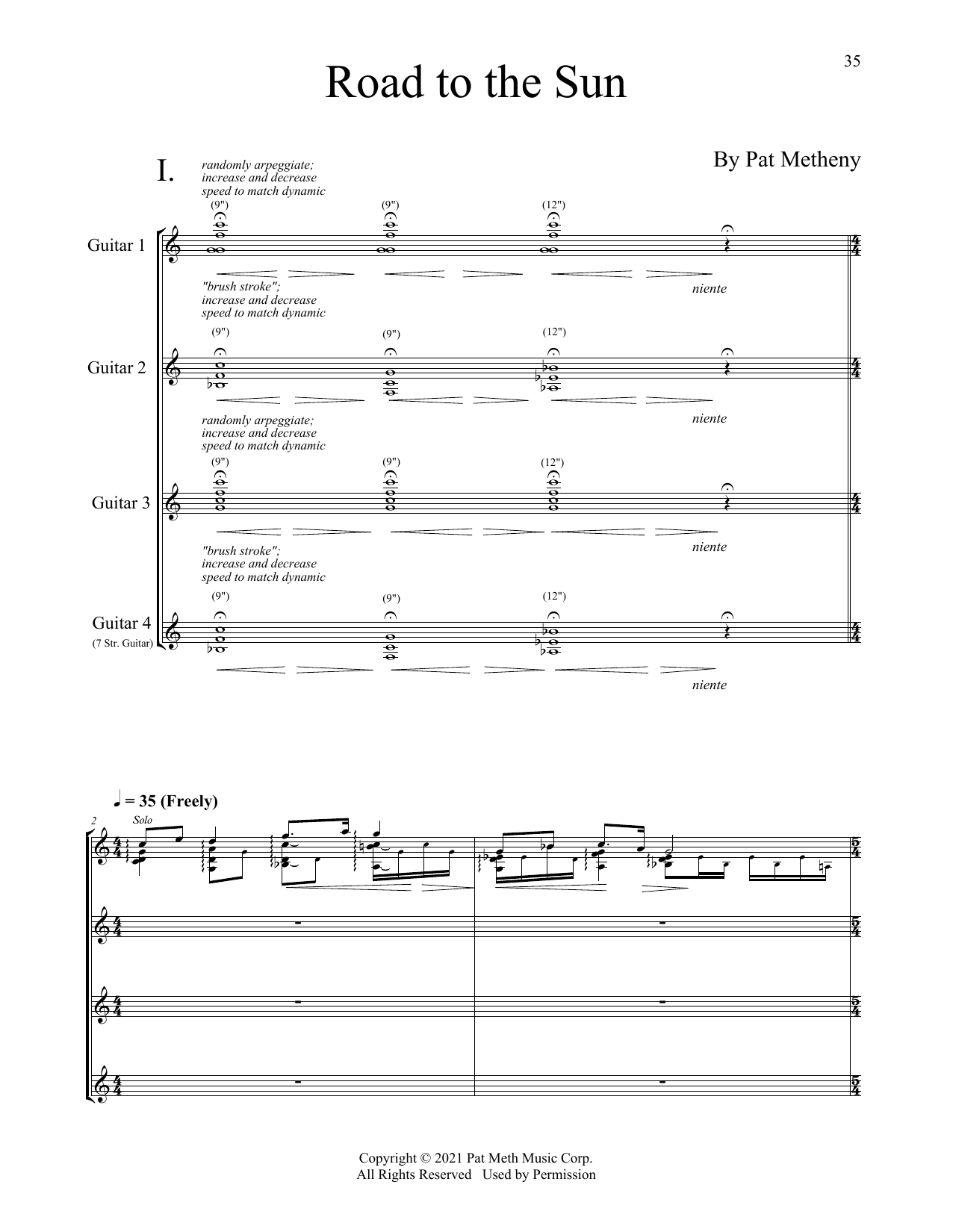 Pat Metheny Road To The Sun sheet music notes and chords arranged for Transcribed Score
