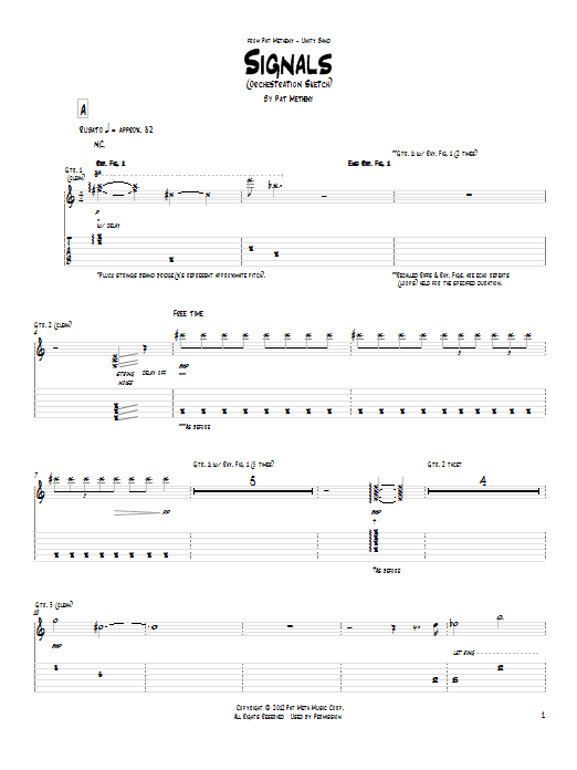 Pat Metheny Signals (Orchestrion Sketch) sheet music notes and chords arranged for Guitar Tab