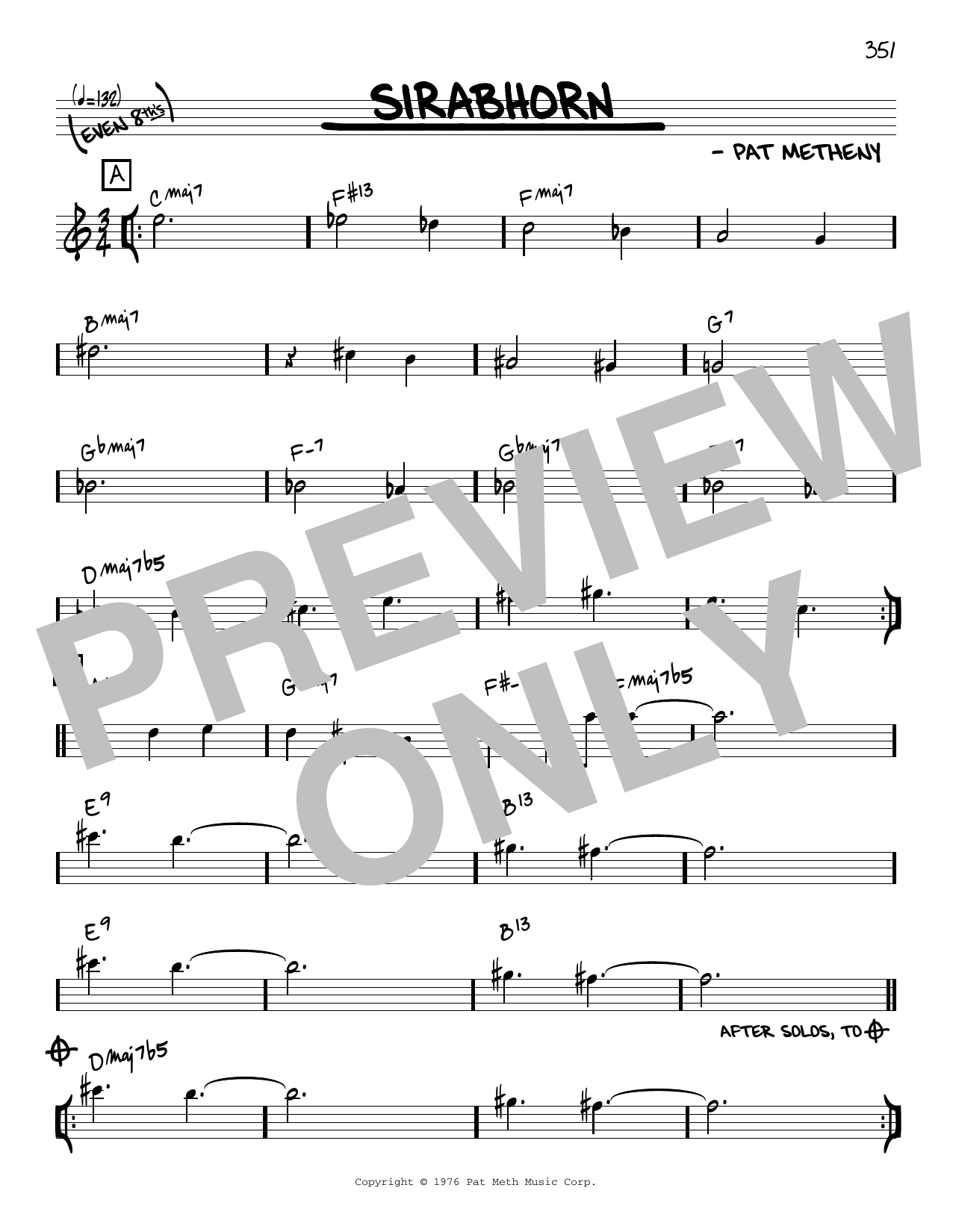 Pat Metheny Sirabhorn [Reharmonized version] (arr. Jack Grassel) sheet music notes and chords arranged for Real Book – Melody & Chords