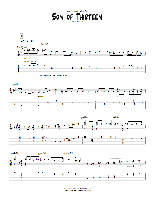 Pat Metheny Son Of Thirteen sheet music notes and chords arranged for Real Book – Melody & Chords