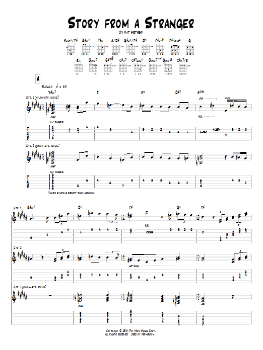 Pat Metheny Story From A Stranger sheet music notes and chords arranged for Real Book – Melody & Chords