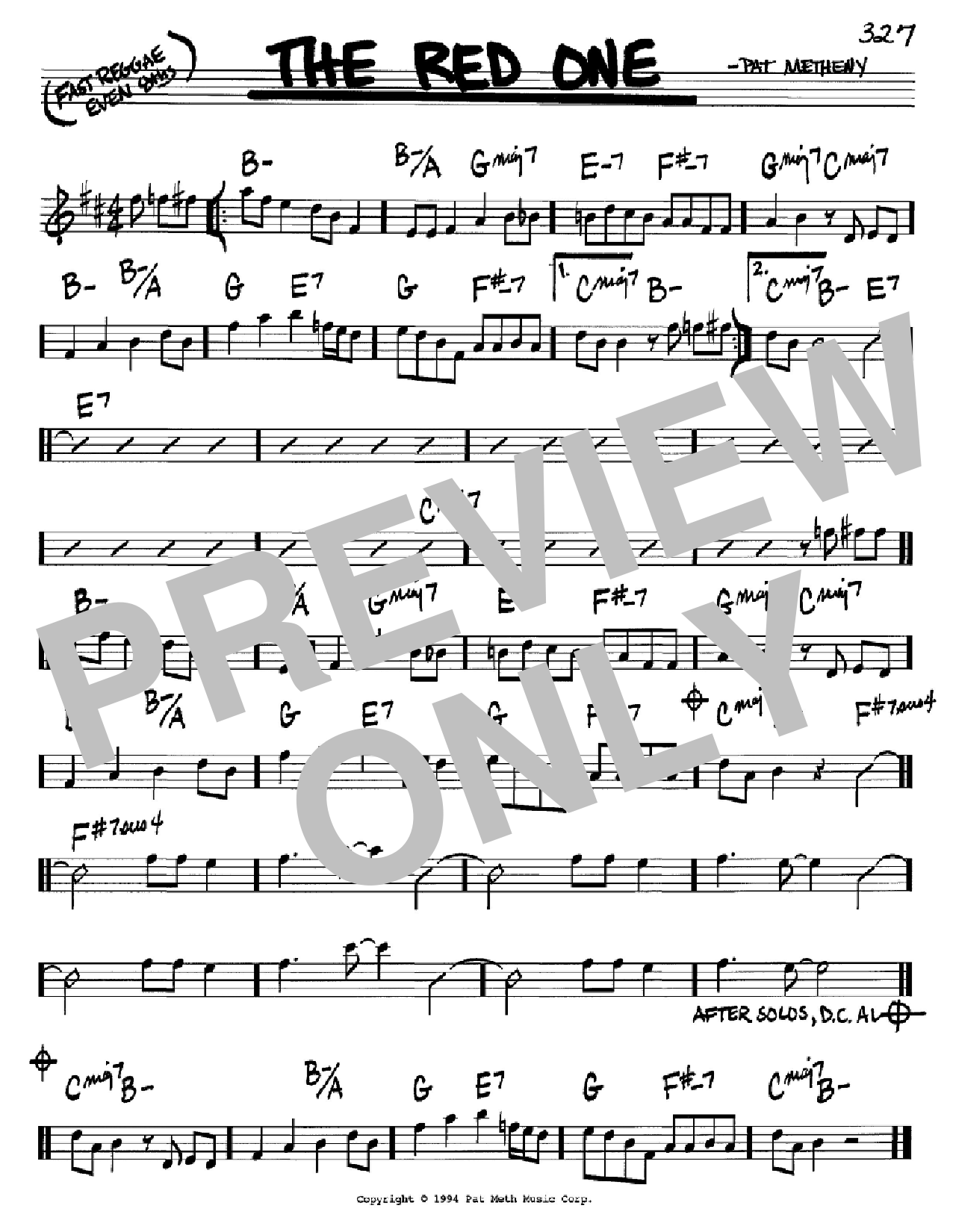 Pat Metheny The Red One sheet music notes and chords arranged for Real Book – Melody & Chords