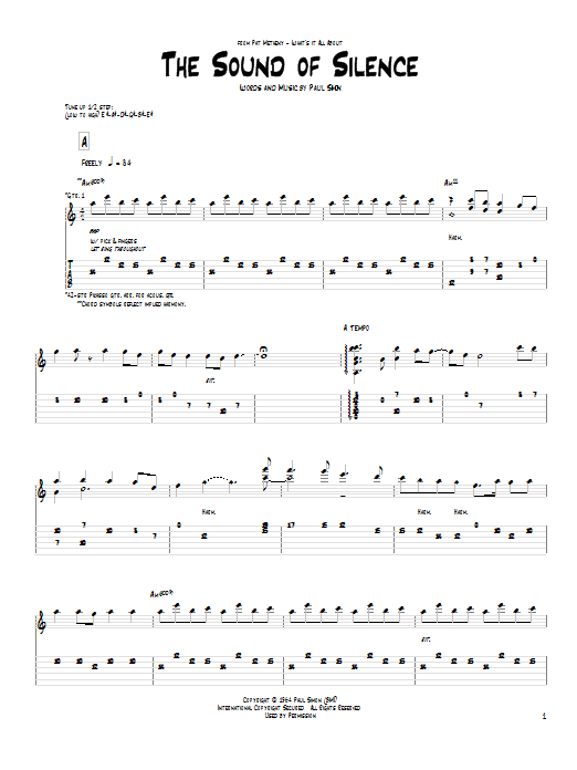 Pat Metheny The Sound Of Silence sheet music notes and chords arranged for Guitar Tab