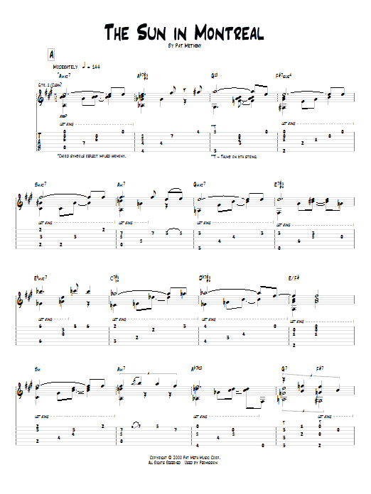 Pat Metheny The Sun In Montreal sheet music notes and chords arranged for Guitar Tab