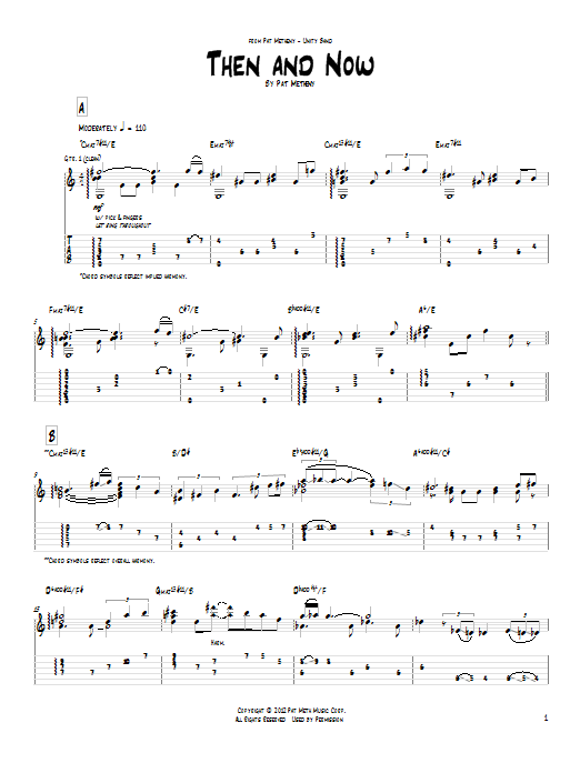 Pat Metheny Then And Now sheet music notes and chords arranged for Real Book – Melody & Chords
