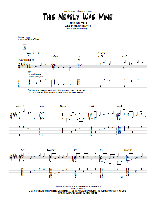 Pat Metheny This Nearly Was Mine sheet music notes and chords arranged for Guitar Tab