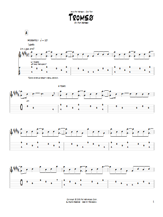 Pat Metheny Tromso sheet music notes and chords arranged for Guitar Tab