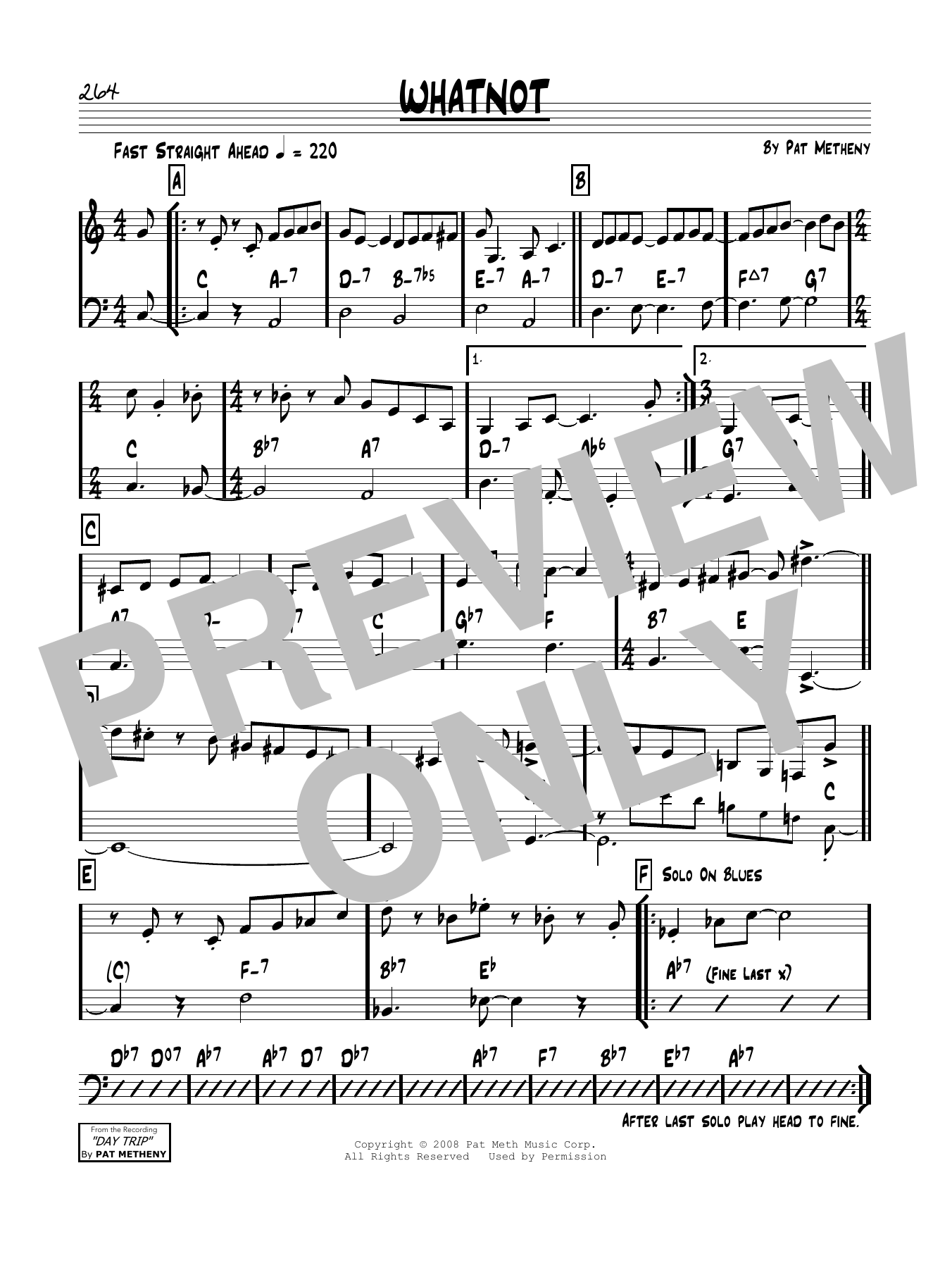 Pat Metheny Whatnot sheet music notes and chords arranged for Real Book – Melody & Chords