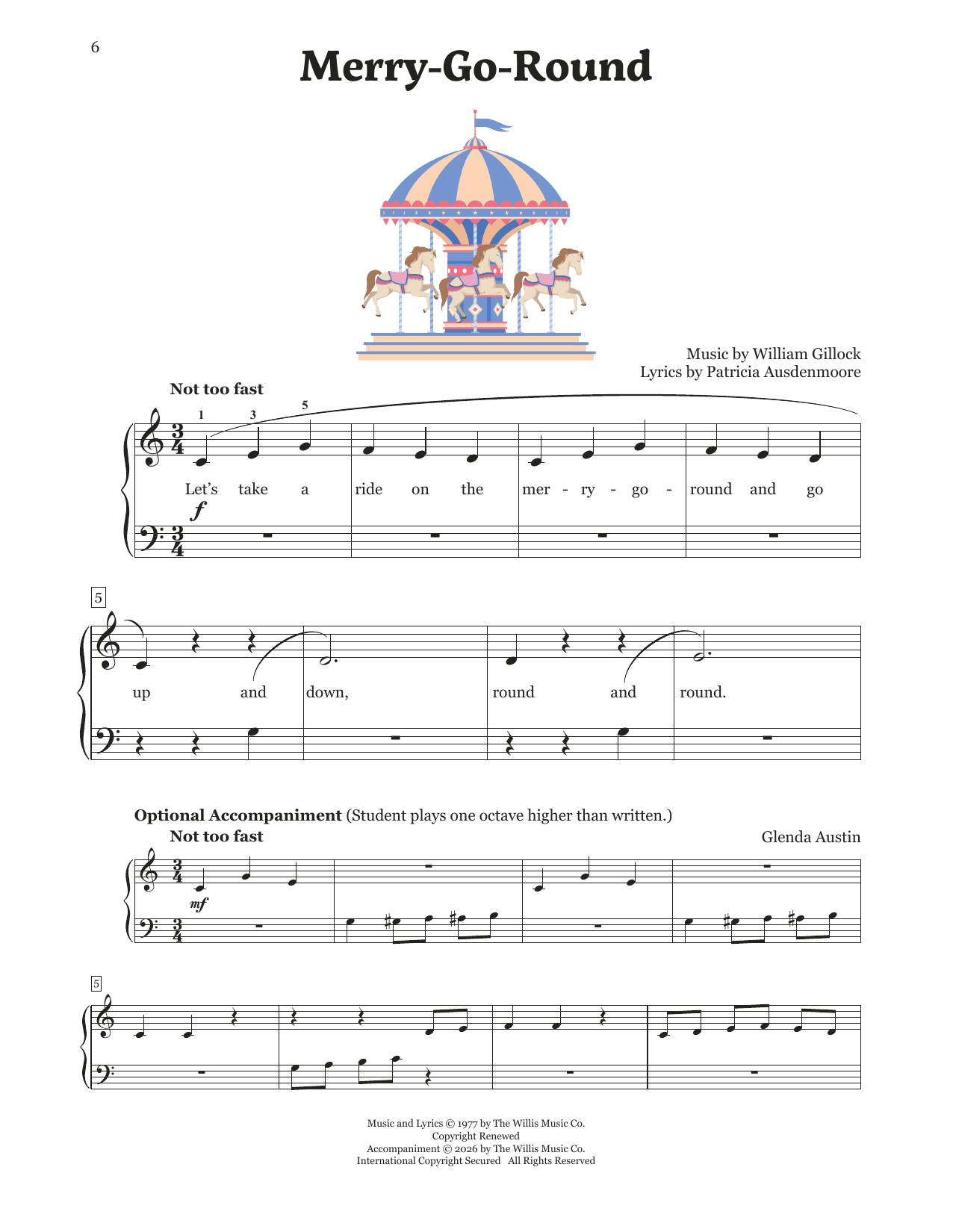 Patricia Ausdenmoore Merry-Go-Round sheet music notes and chords arranged for Educational Piano