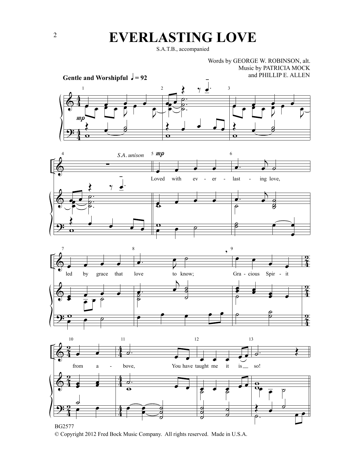 Patricia Mock & Phillip E. Allen Everlasting Love sheet music notes and chords arranged for SATB Choir