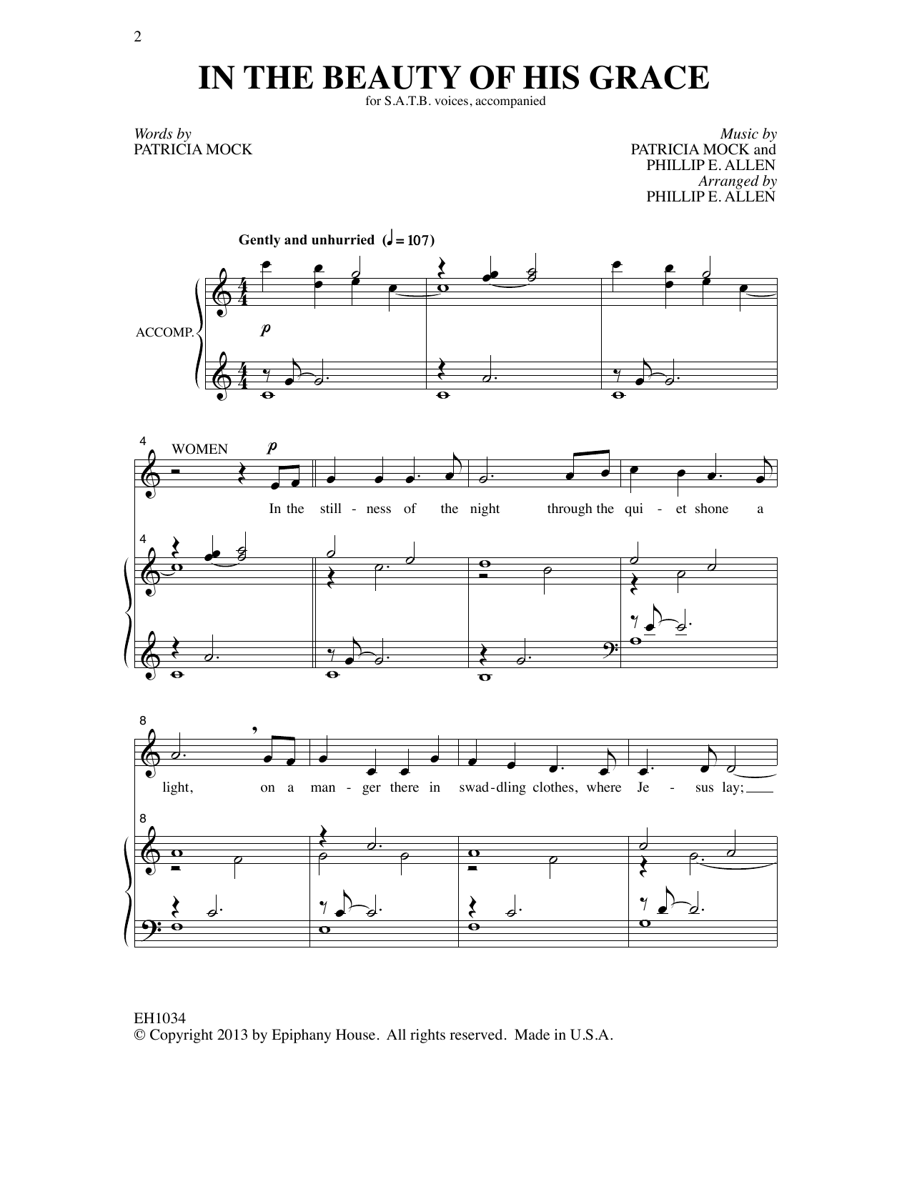 Patricia Mock & Phillip E. Allen In The Beauty Of His Grace (arr. Phillip E. Allen) sheet music notes and chords arranged for SATB Choir