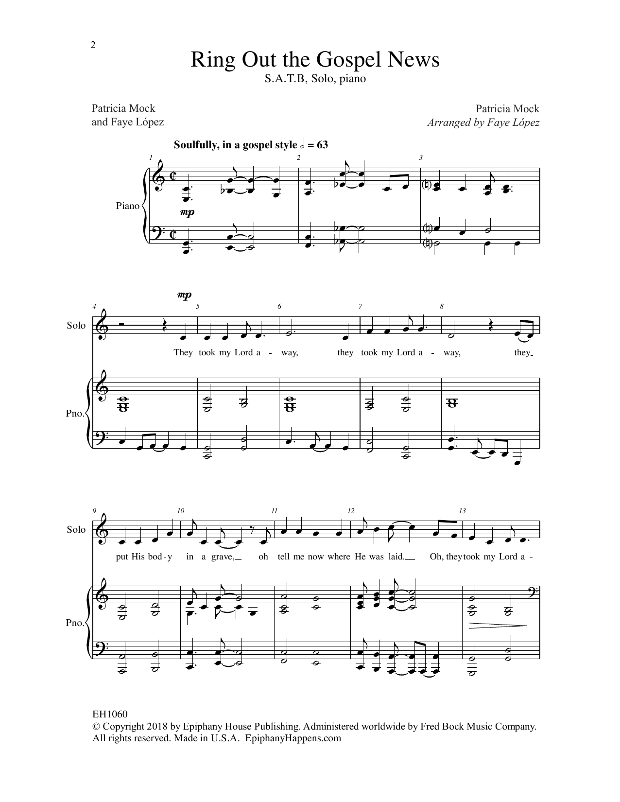 Patricia Mock Ring Out the Gospel News sheet music notes and chords arranged for SATB Choir