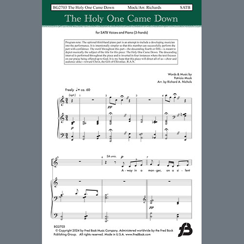 Easily Download Patricia Mock Printable PDF piano music notes, guitar tabs for  SATB Choir. Transpose or transcribe this score in no time - Learn how to play song progression.