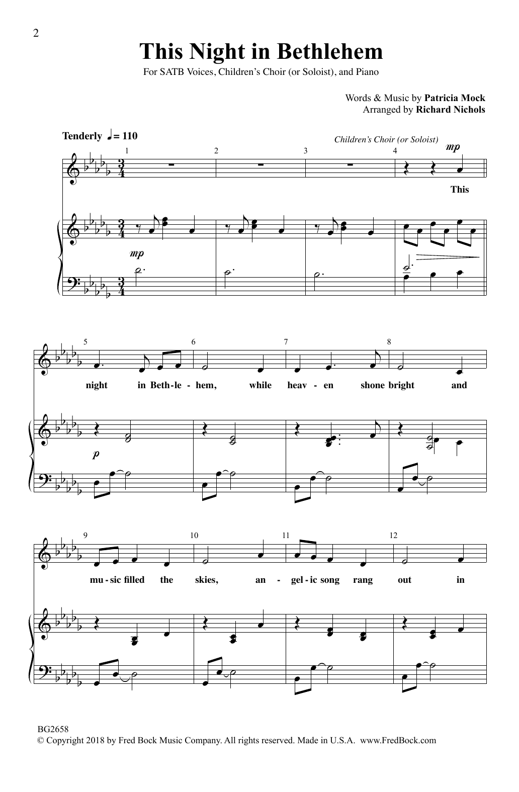 Patricia Mock This Night In Bethlehem (arr. Richard Nichols) sheet music notes and chords arranged for SATB Choir