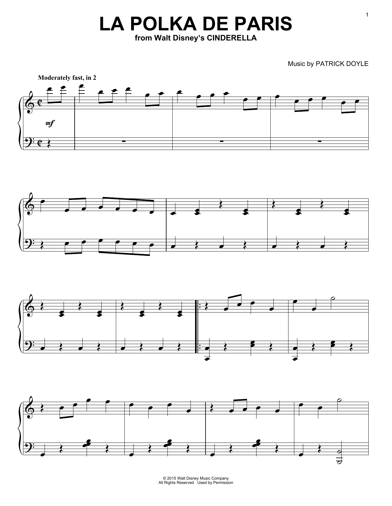 Patrick Doyle La Polka De Paris sheet music notes and chords arranged for Easy Piano
