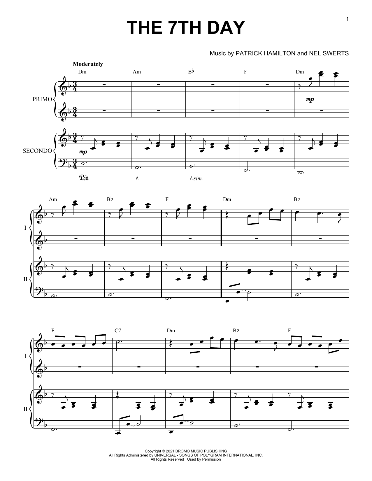 Patrick Hamilton & Nel Swerts The 7th Day sheet music notes and chords arranged for Piano Duet