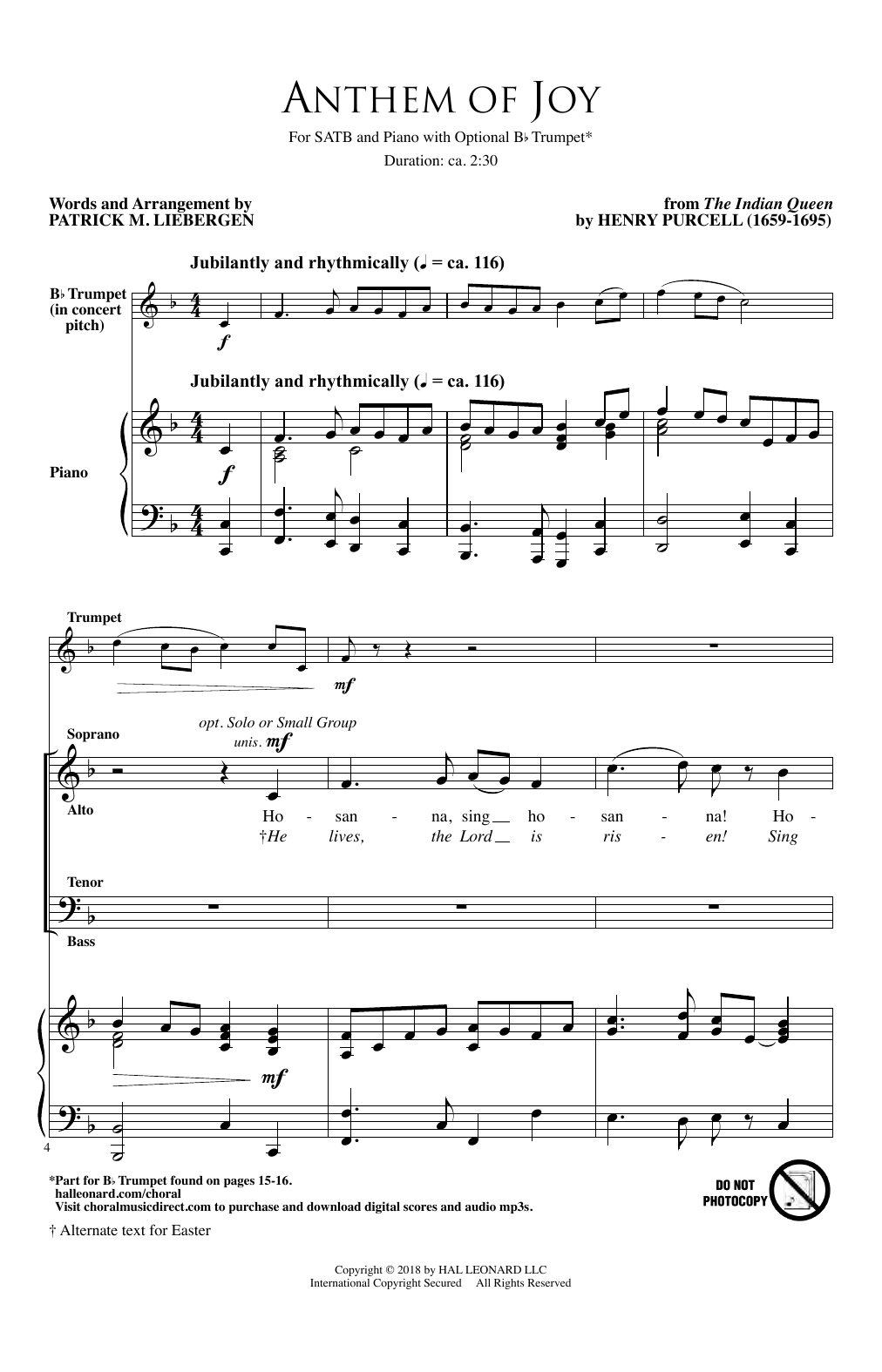 Patrick Liebergen Anthem Of Joy sheet music notes and chords arranged for SATB Choir