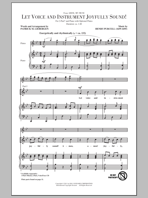 Patrick Liebergen Let Voice And Instrument Joyfully Sound! sheet music notes and chords arranged for 2-Part Choir