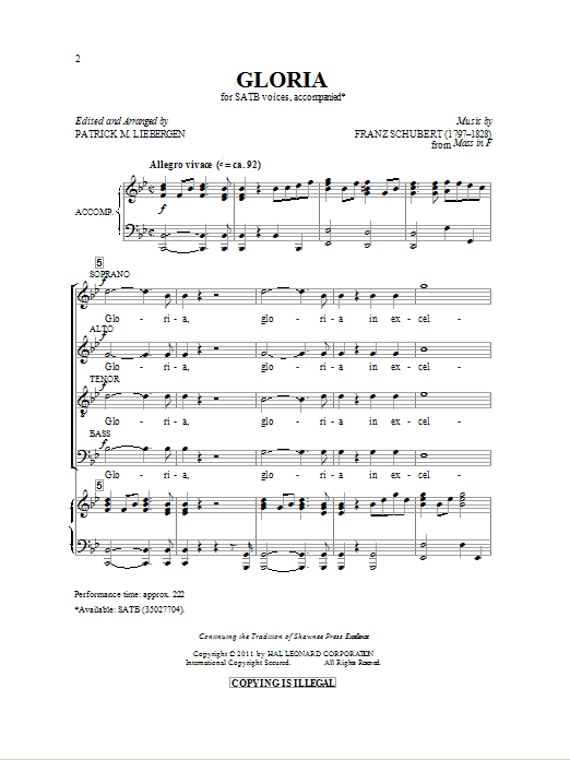Patrick M. Liebergen Gloria sheet music notes and chords arranged for SATB Choir
