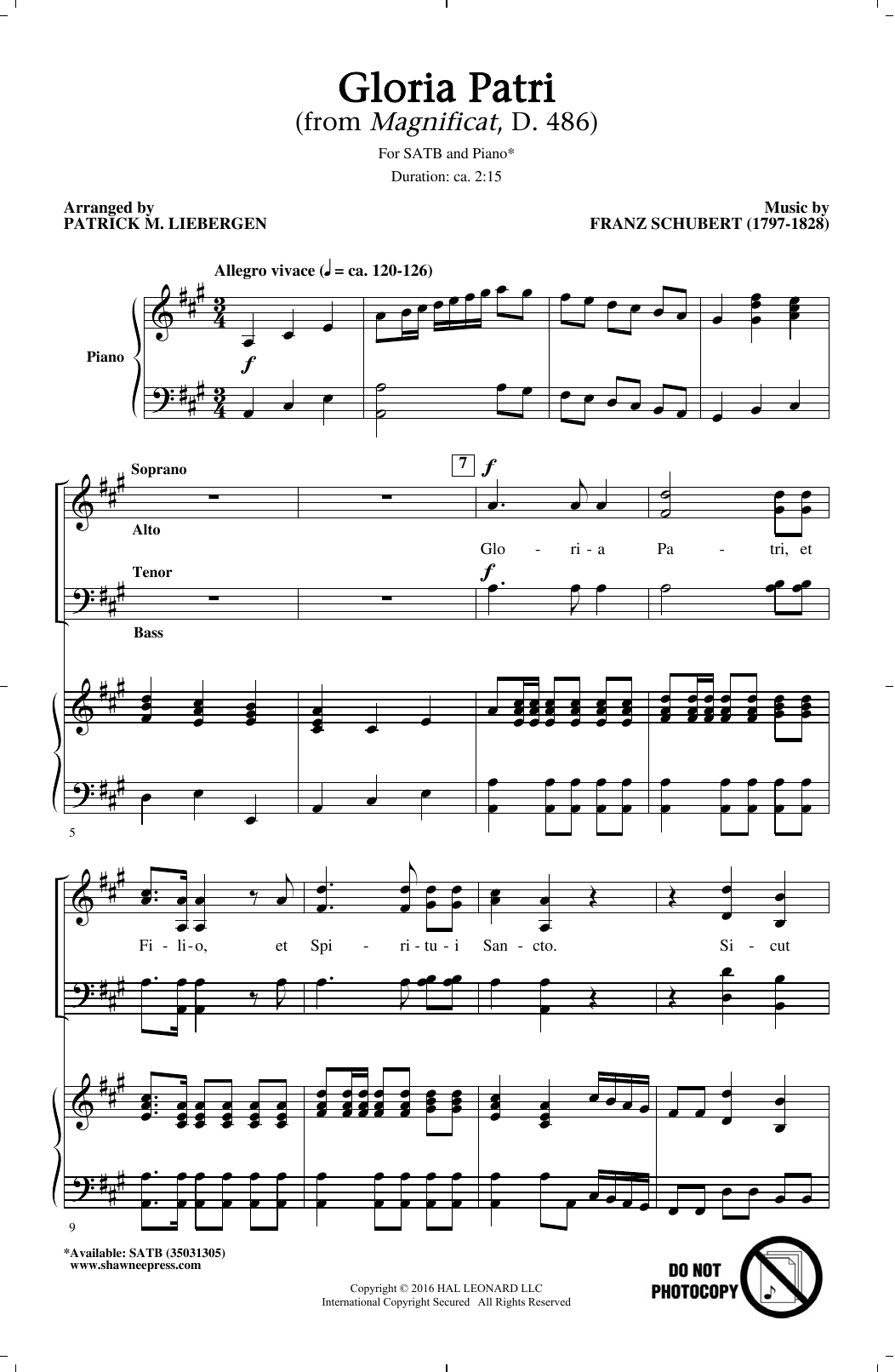 Patrick M. Liebergen Gloria Patri sheet music notes and chords arranged for SATB Choir