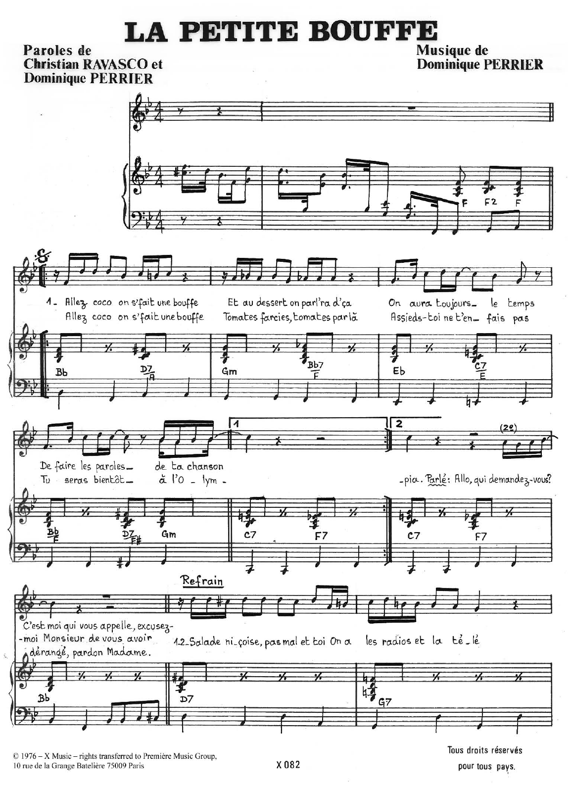 Patrick Topaloff La Petite Bouffe sheet music notes and chords arranged for Piano & Vocal