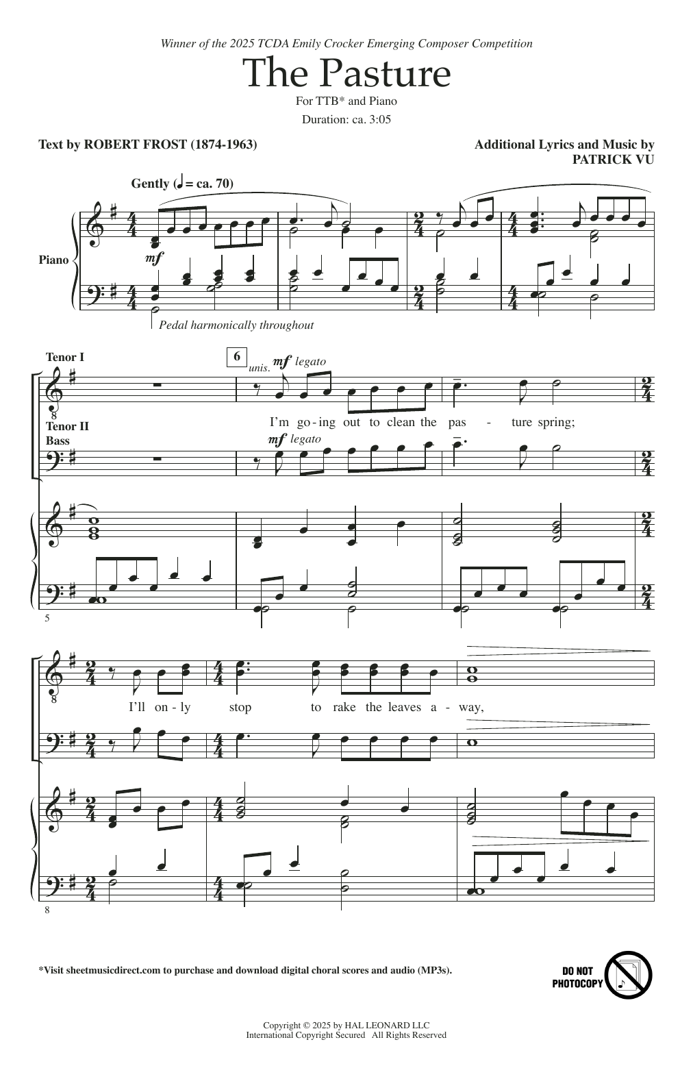 Patrick Vu The Pasture sheet music notes and chords arranged for Choir