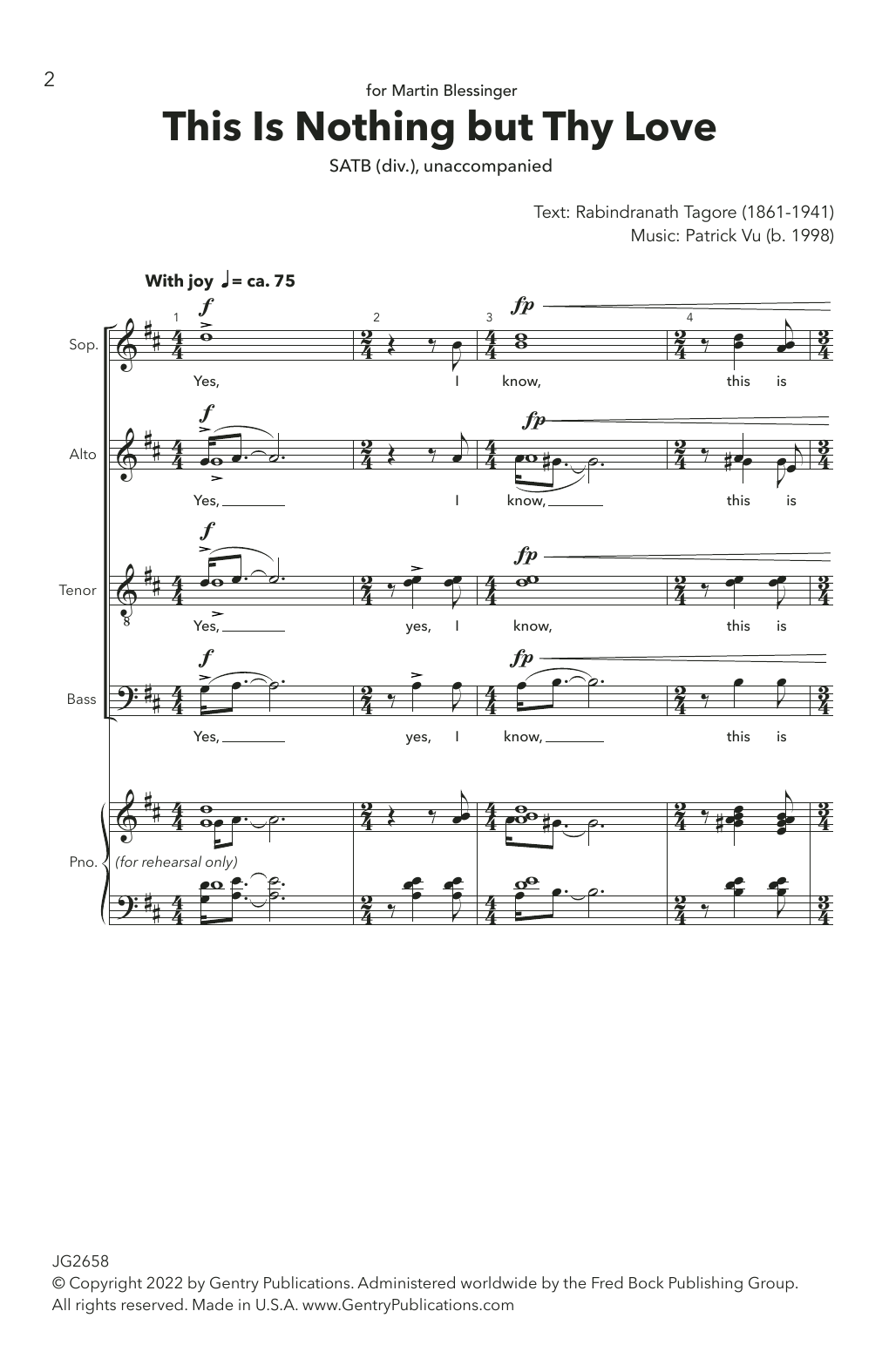 Patrick Vu This Is Nothing But Thy Love sheet music notes and chords arranged for Choir