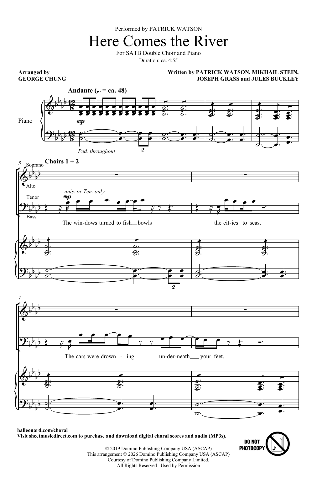 Patrick Watson Here Comes The River (arr. George Chung) sheet music notes and chords arranged for SATB Choir