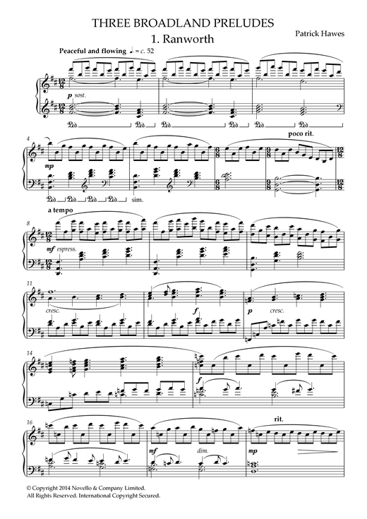 Patrick Hawes Three Broadland Piano Preludes sheet music notes and chords arranged for Piano Solo