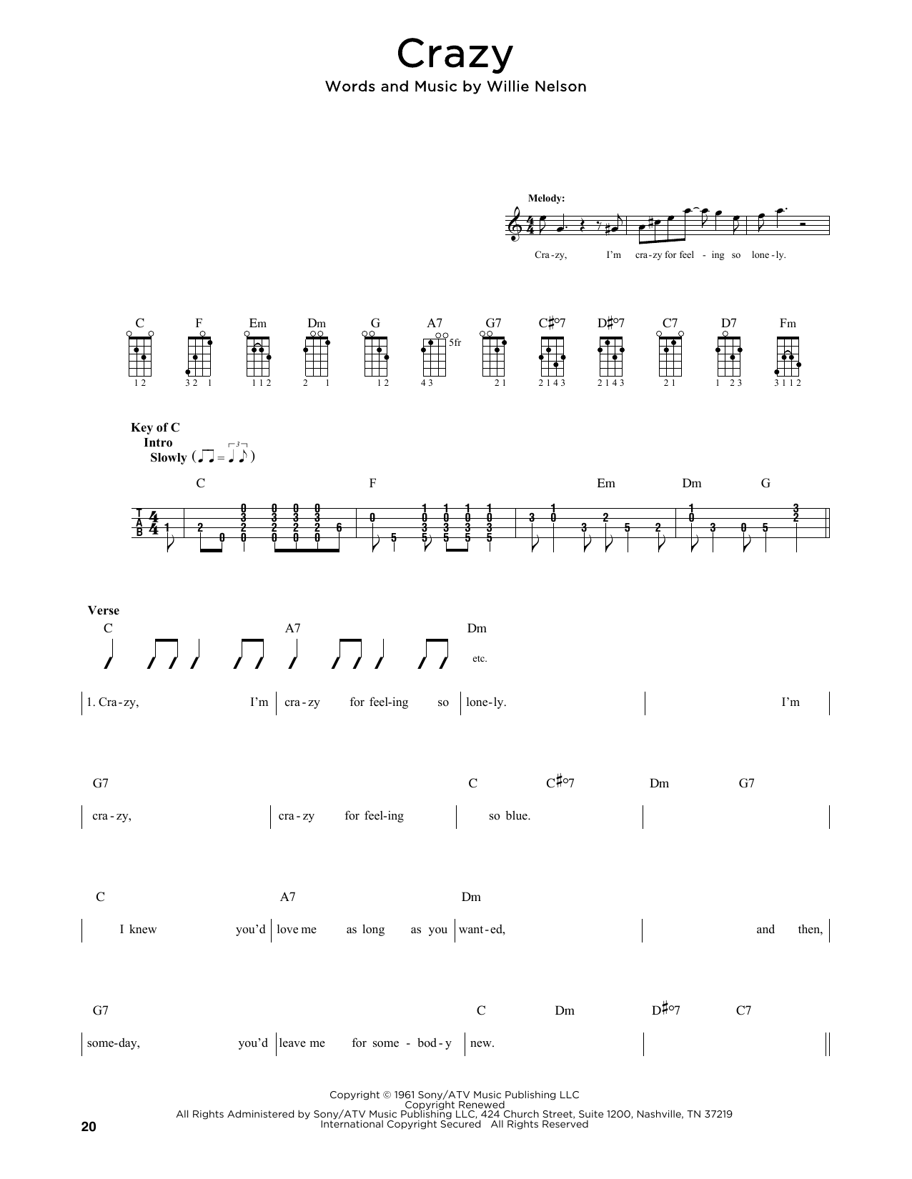 Patsy Cline Crazy (arr. Fred Sokolow) sheet music notes and chords arranged for Mandolin