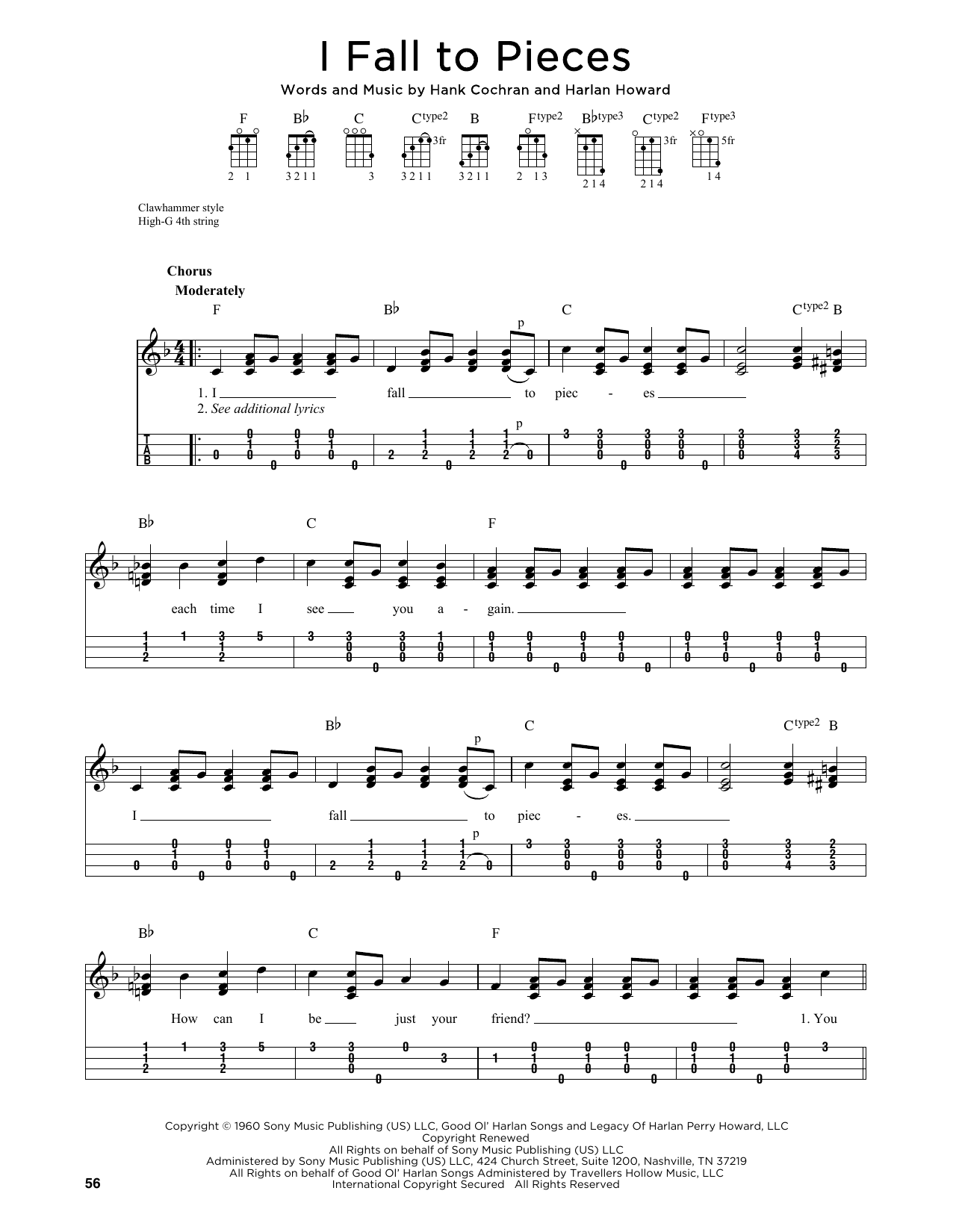 Patsy Cline I Fall To Pieces (arr. Jim Schustedt) sheet music notes and chords arranged for Ukulele