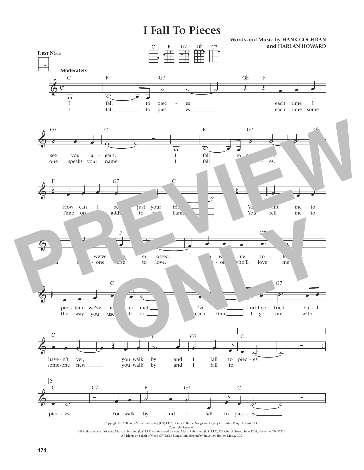 Patsy Cline I Fall To Pieces (from The Daily Ukulele) (arr. Jim Beloff) sheet music notes and chords arranged for Ukulele