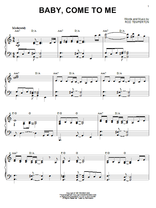 Patti Austin with James Ingram Baby, Come To Me (arr. Larry Moore) sheet music notes and chords arranged for Piano Solo