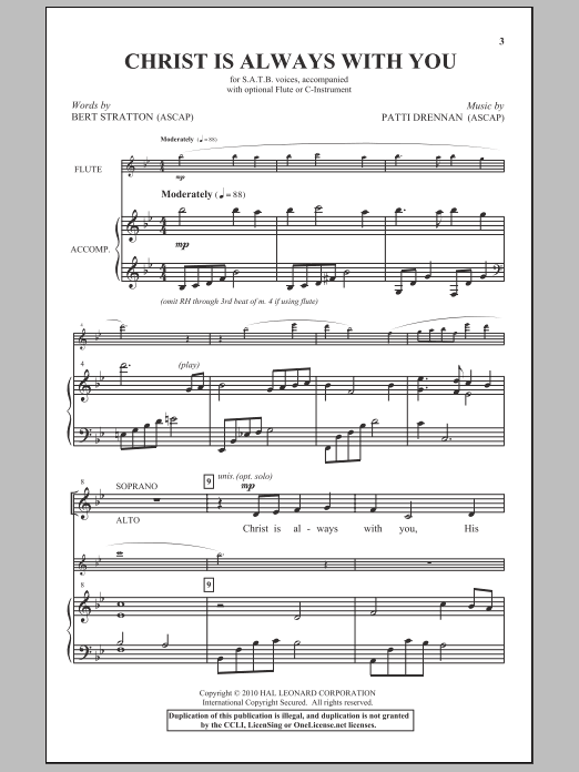Patti Drennan Christ Is Always With You sheet music notes and chords arranged for SATB Choir