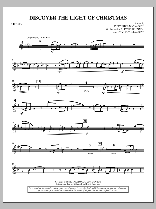 Patti Drennan Discover The Light Of Christmas - Oboe sheet music notes and chords arranged for Choir Instrumental Pak