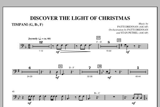 Patti Drennan Discover The Light Of Christmas - Timpani sheet music notes and chords arranged for Choir Instrumental Pak