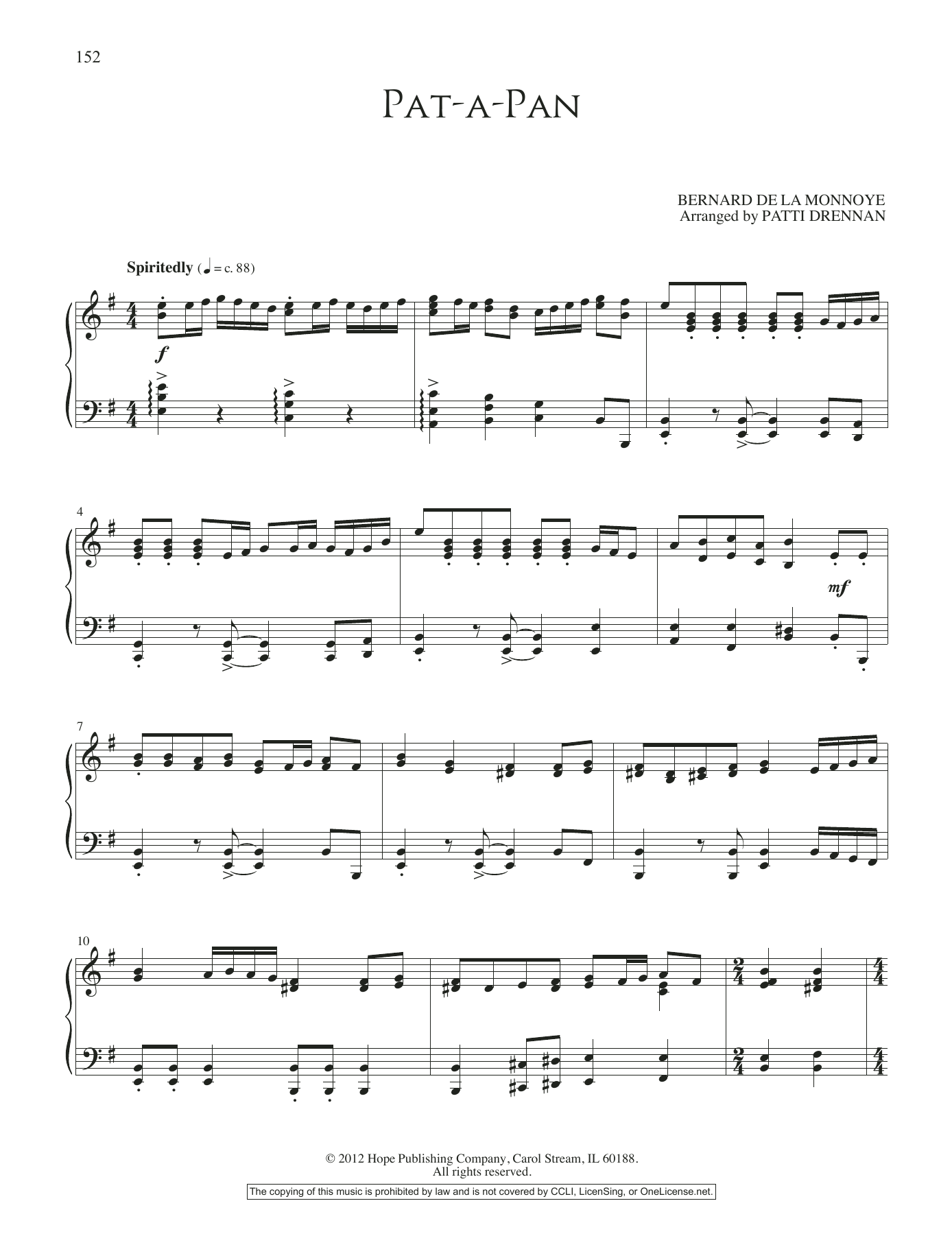 Patti Drennan Pat-a-Pan sheet music notes and chords arranged for Piano Solo