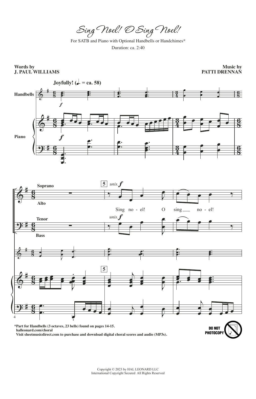 Patti Drennan Sing Noel! O Sing Noel! sheet music notes and chords arranged for SATB Choir