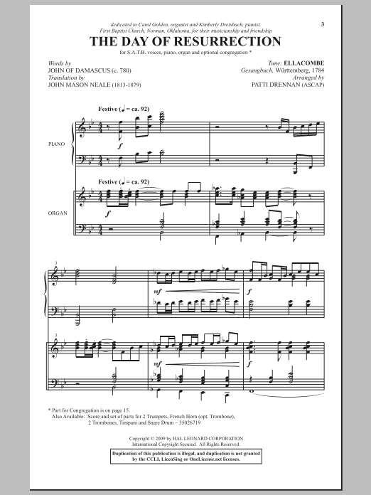 Patti Drennan The Day Of Resurrection sheet music notes and chords arranged for SATB Choir