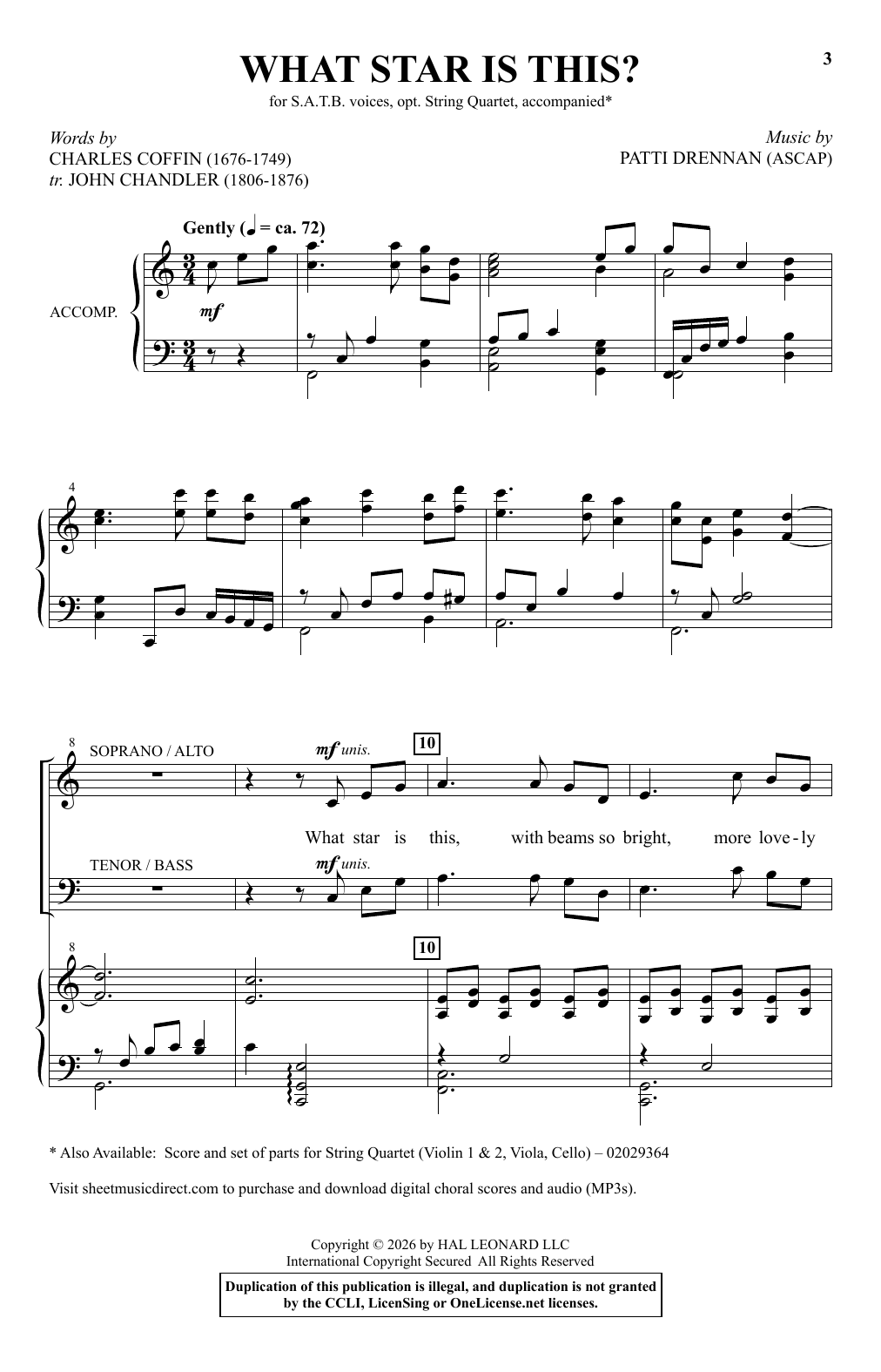 Patti Drennan What Star Is This? sheet music notes and chords arranged for SATB Choir