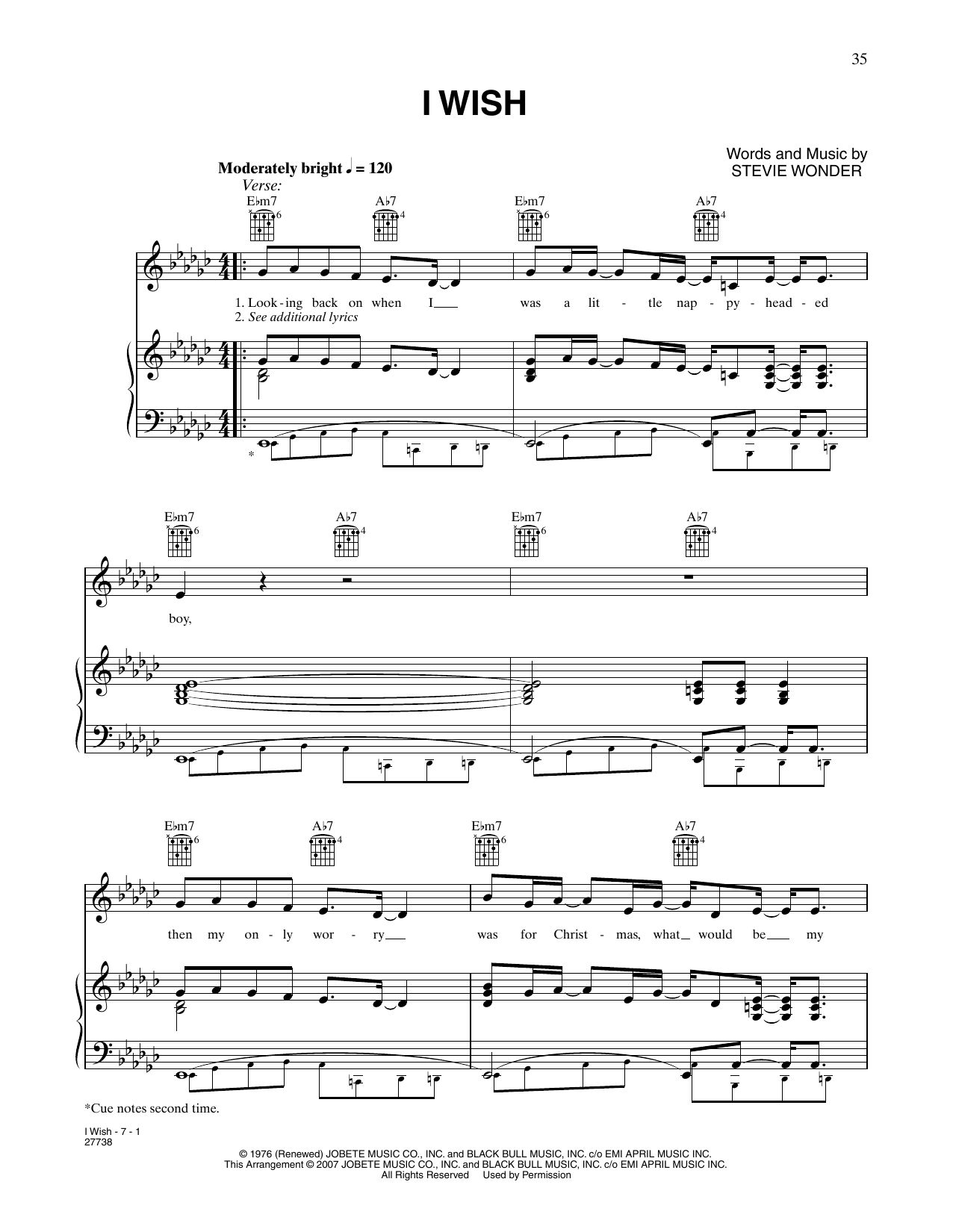 Stevie Wonder I Wish sheet music notes and chords arranged for Piano, Vocal & Guitar Chords (Right-Hand Melody)