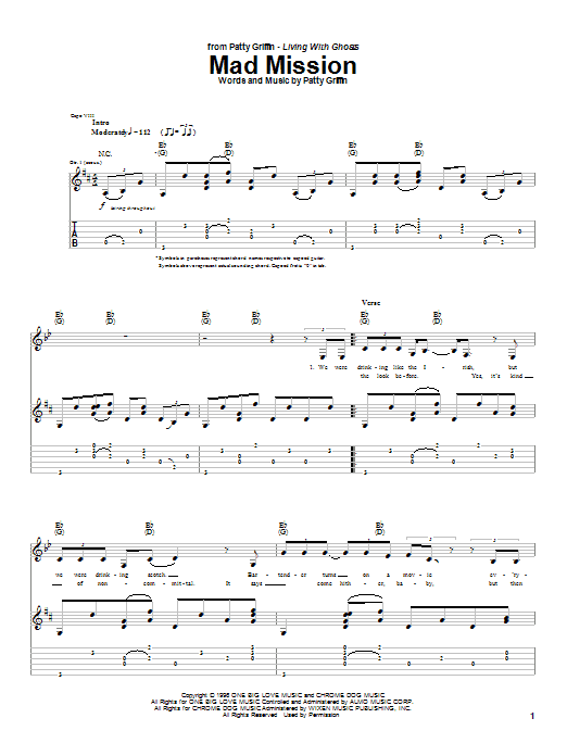 Patty Griffin Mad Mission sheet music notes and chords arranged for Guitar Tab