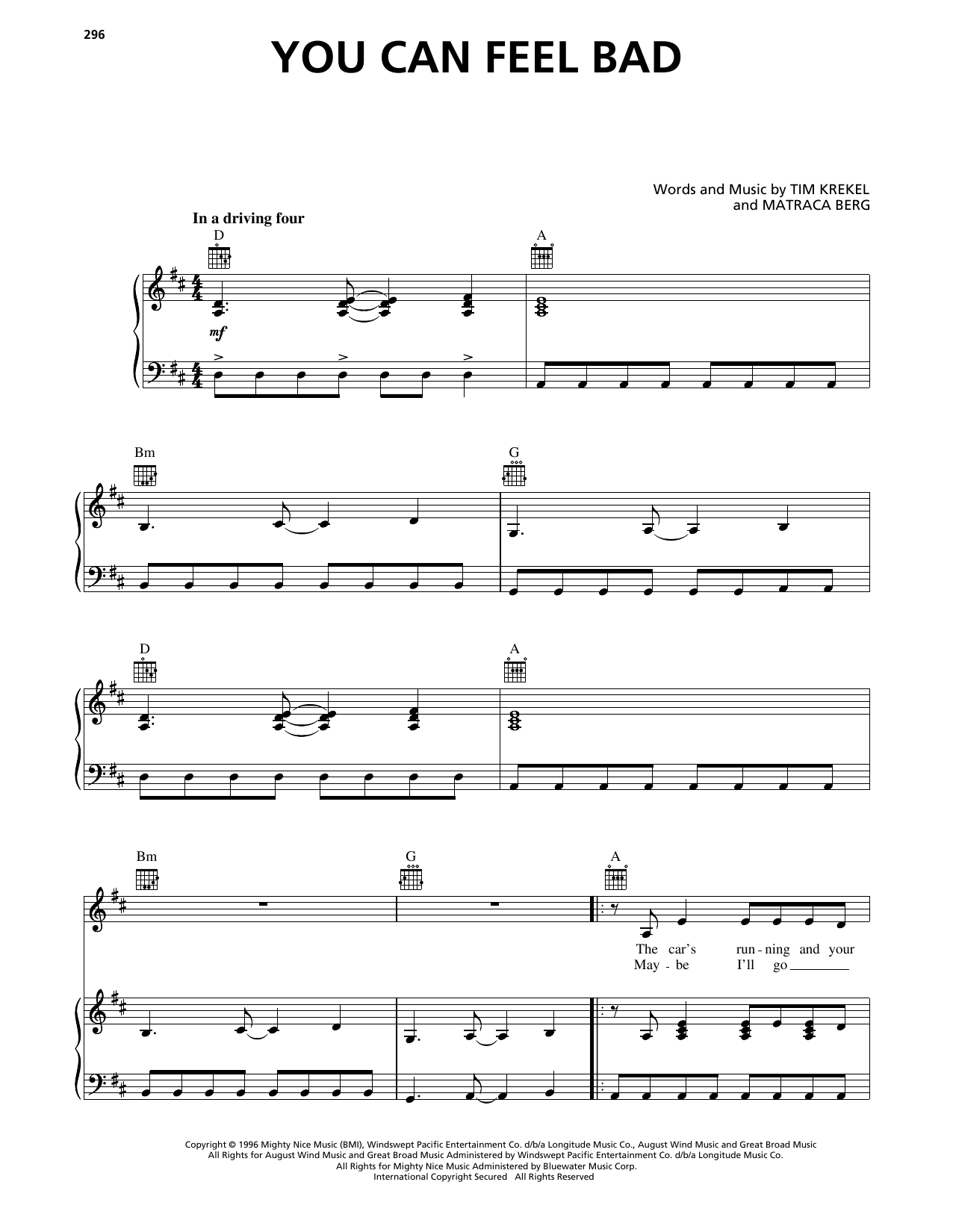 Patty Loveless You Can Feel Bad sheet music notes and chords arranged for Piano, Vocal & Guitar Chords (Right-Hand Melody)