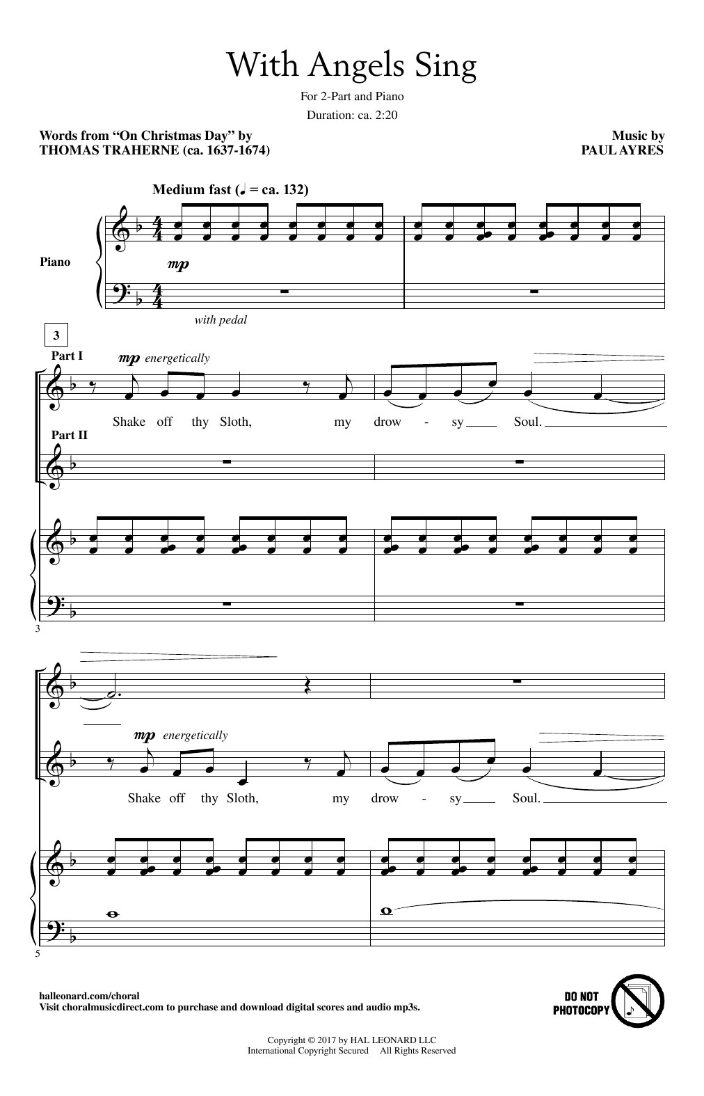 Paul Ayres With Angels Sing sheet music notes and chords arranged for 2-Part Choir